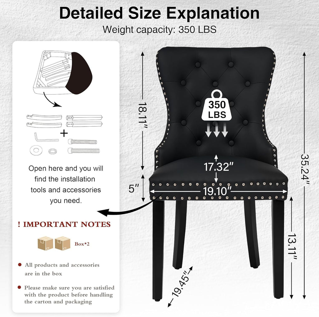 PU Leather Tufted Upholstered Chairs SolidWood Black