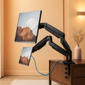 Dual Monitor Stand With USB Port Height Adjustable Arms