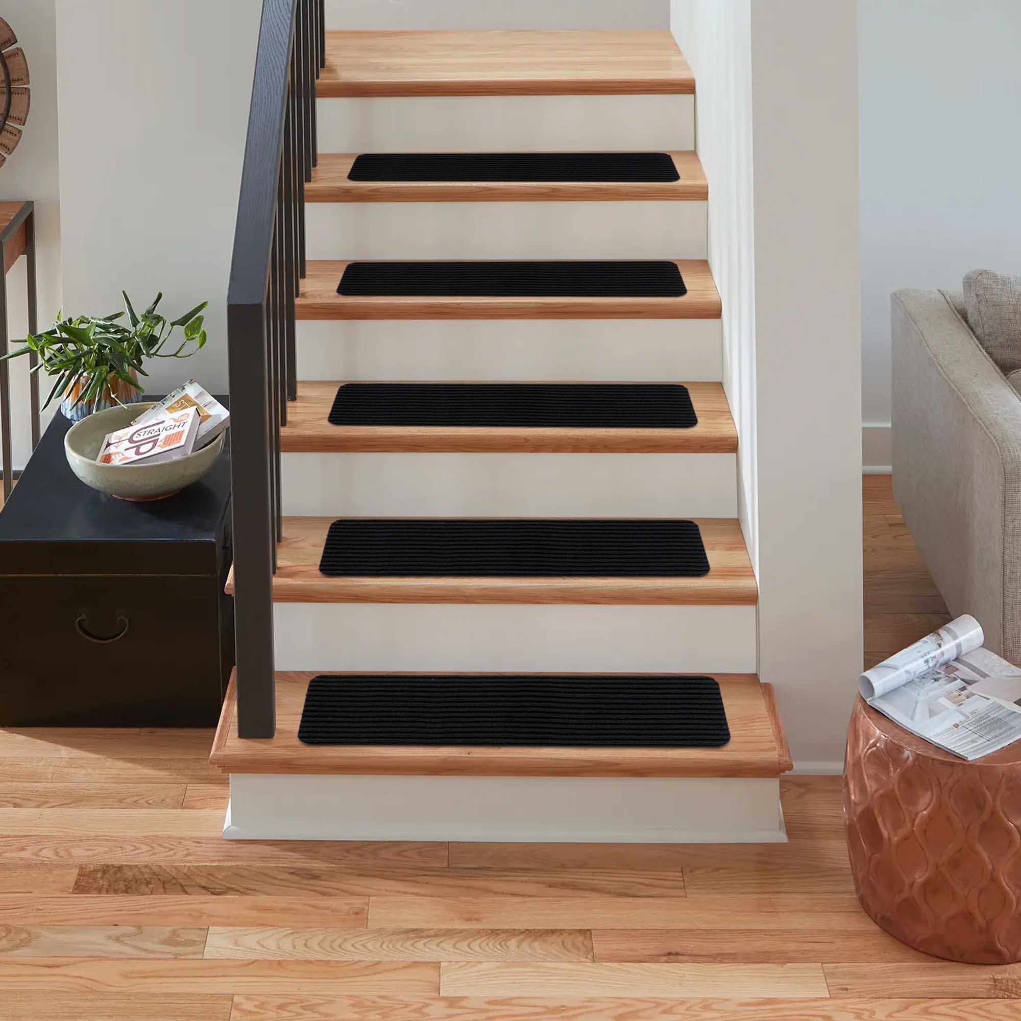 Basic Stair Tread Rugs, Black - Clearance