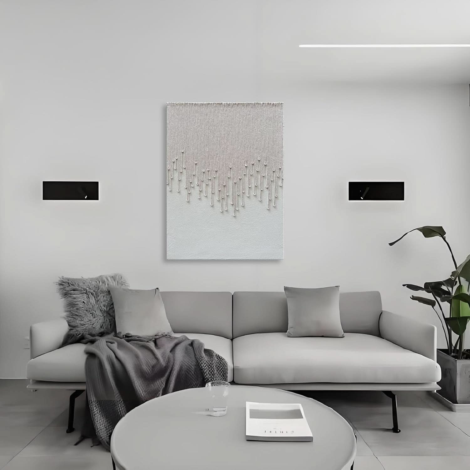 Hand-Painted White Abstract Oil Painting 40x28 Inch