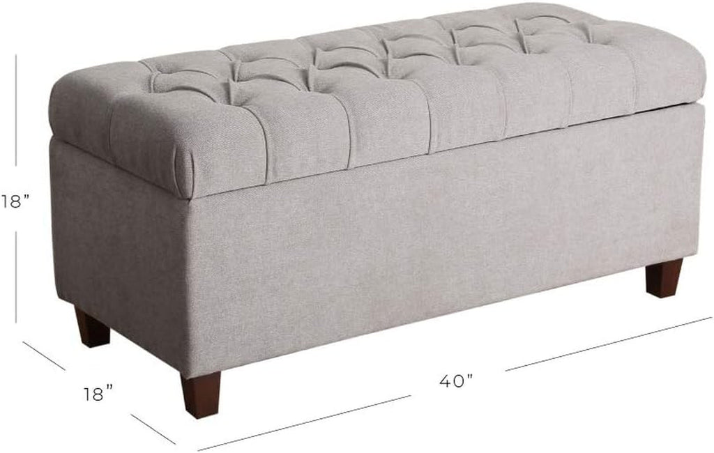 Charcoal Grey Tufted Storage Ottoman Bench Hinged Lid