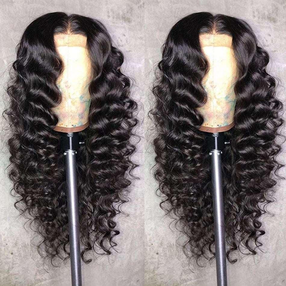 Indian Loose Deep Wave 360 Lace Frontal Wigs for Women