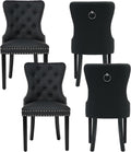 PU Leather Tufted Upholstered Chairs SolidWood Black