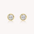 Bezel Set Round Cut Diamond Studs 1 TCW - 14k Solid Gold